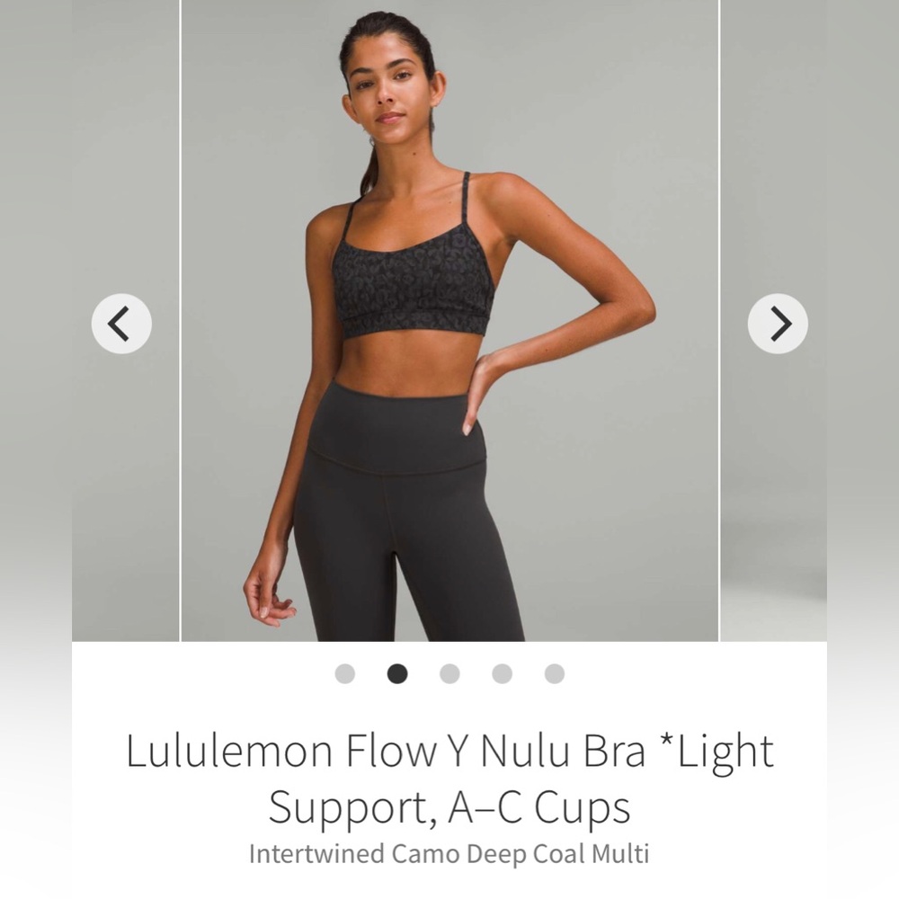 Lululemon Flow Y Nulu Bra *Light Support, A–C Cups
Intertwined Camo Deep Coal‎ 8